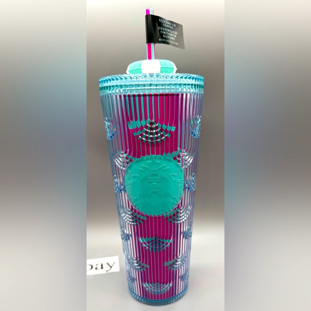 2025 Starbucks Scales Blue & Pink 24oz Tumbler w/ Life Preserver Straw Topper